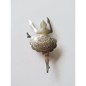 Alpaca Silver Hecho En Mexico Mexican Lady Dancer Brooch Pin